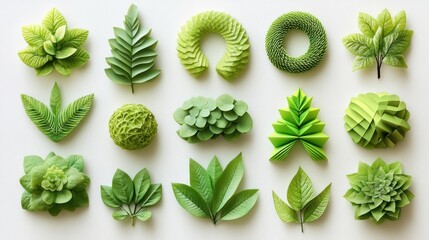 Intricate paper leaf and plant forms