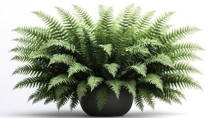 Lush fern plant in dark gray pot