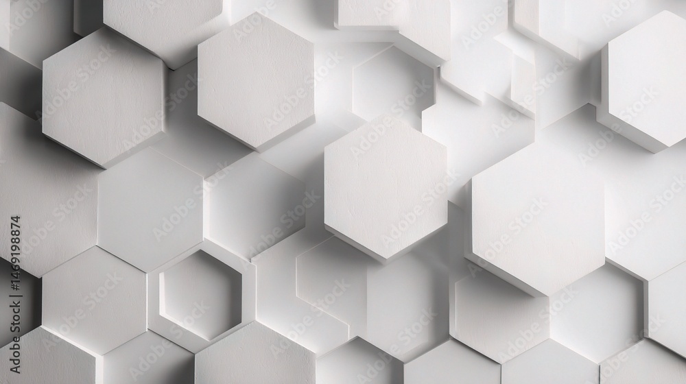 Poster white geometric wall texture with subtle 3d shapes for background