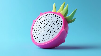 Pink Dragon Fruit 3D Render.