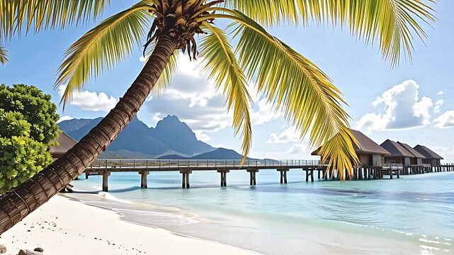 Tropical paradise retreat bora bora scenic landscape sunlit beach relaxing view idyllic nature escape for travelers seeking serenity