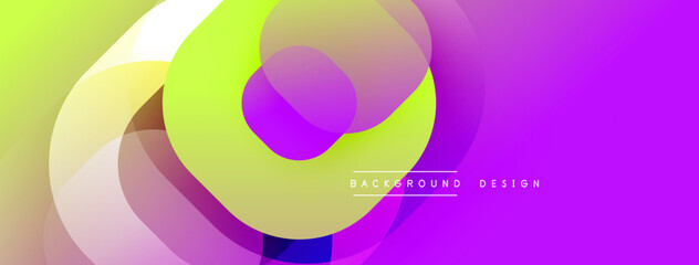 Abstract colorful layers create dynamic visual effect. Gradient shades blend, forming modern background design. Smooth shapes overlap.