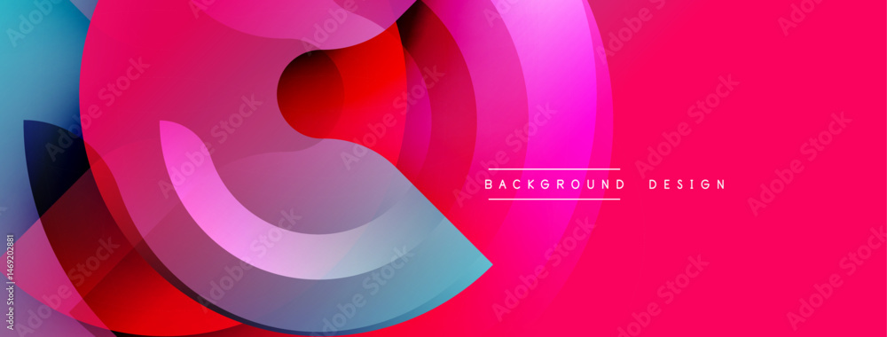 Aufkleber abstract vibrant design features overlapping colorful layers. pink dominates background, with blue, 