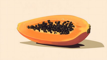 Ripe papaya half with seeds, and summer.