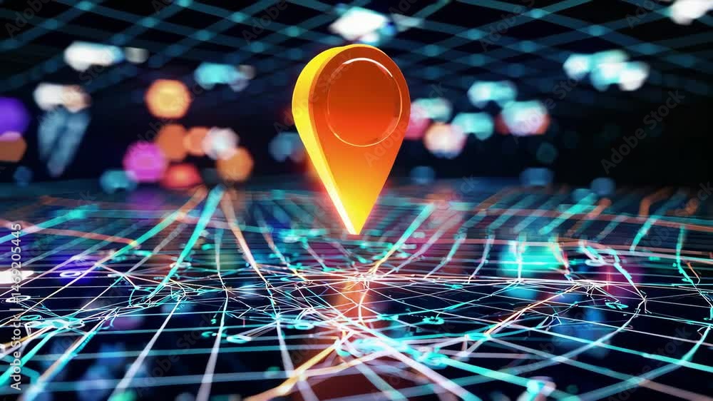 Poster navigating digital landscapes: futuristic 3d geolocation technology with virtual reality features