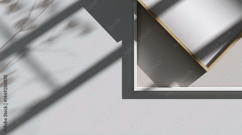 Poster minimalist artistic frame with intersecting lines and soft shadows
