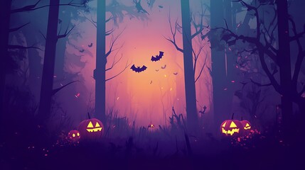 Halloween Forest Night Scene. (2)