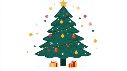 Fototapeta premium Festive Christmas tree with ornaments and gifts