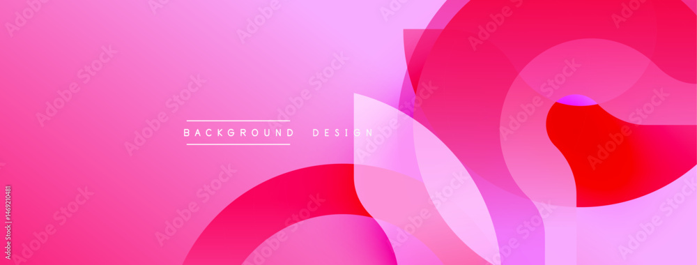 Poster Abstract pink background. Overlapping shapes create dynamic visual effect. Gradient colors add depth, modern aesthetic.