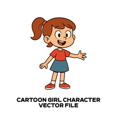 Cartoon Girl Vector Character Design. 2d vector illustration of a cute and beautiful cartoon character. Editable EPS file.