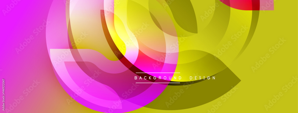 Poster abstract vibrant design. overlapping colorful shapes create dynamic composition. yellow, pink, red h