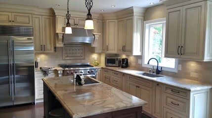 Fototapeta premium luxury kitchen stainless steel appliances -