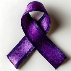 Purple Ribbon Awareness Support and Symbolism isolated on white Background