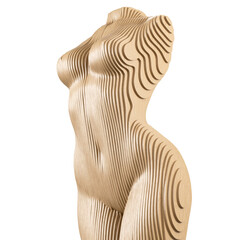 Parametric Sculpture Woman Body Light Wood