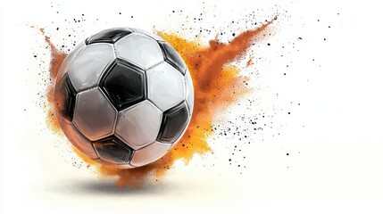 Fototapeta premium A stylized sketch of a soccer ball with exaggerated features and artistic flair, blending realism with abstract elements in sports art.