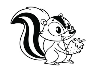 Simple vector illustration of Skunk hand-drawn for kids coloring page