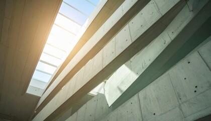 Obraz premium Modern Architecture with Sunlight on Concrete Wall and Skylight