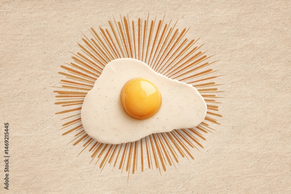 Poster spotlight shines on a detailed egg illustration with a warm paper background enhancing its features 