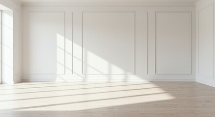 Fototapeta premium Empty white room with sunlight on floor
