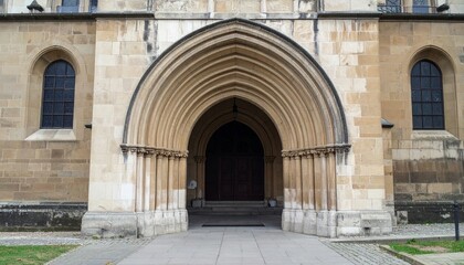 Historic Stone Arch Entrance of an Old European Architectural Structure