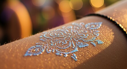 Glimmering Glitter Tattoo: A Close-Up of Body Art