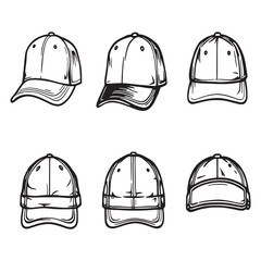 Baseball cap line art vector illustration for design