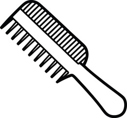 Black and white isolated hair tools include a plastic comb, wooden comb, and hairbrush for hairstyle Coloring Page.