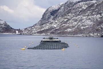 Fish farm in a Norwegian fjord