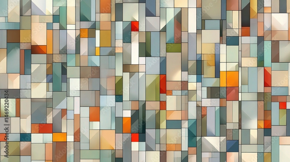 Poster geometric abstract pattern with colorful repeating shapes