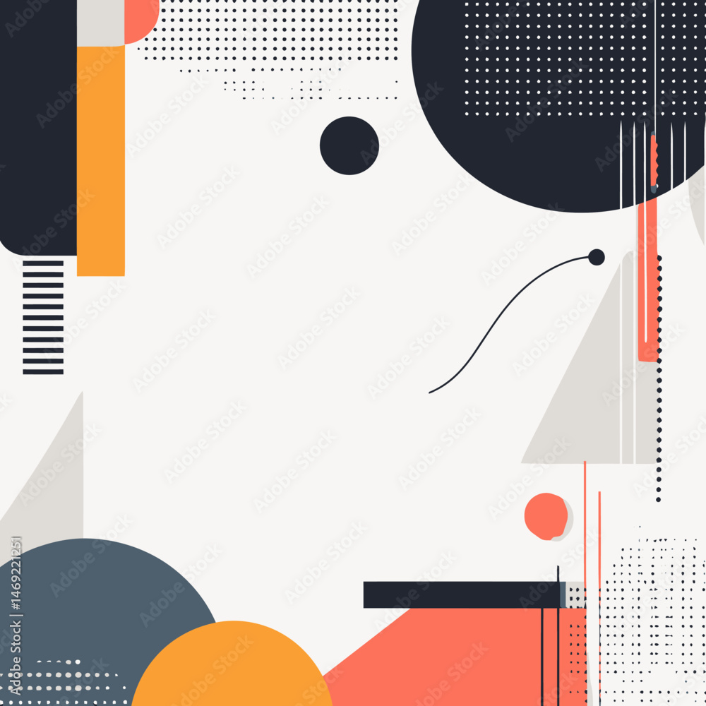 Aufkleber abstract minimalist geometric vector background with circles, rectangles, dots, and lines in modern 