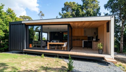 Fototapeta premium Modern Minimalist Home with Open Concept and Natural Surroundings
