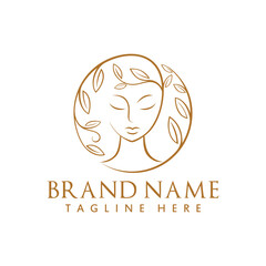 Circle women face for logo design beauty skin care concept	