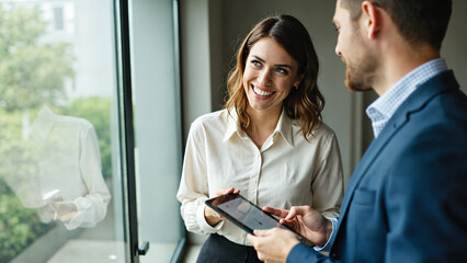 Businesswoman working in office.