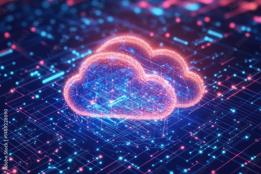 Poster abstract cloud computing concept, digital network