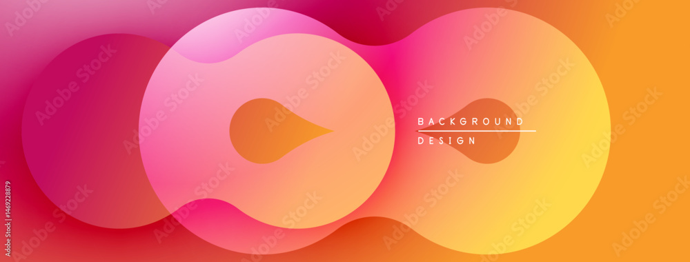 Poster abstract fluid shapes blend, creating vibrant gradient. pink, orange hues dominate composition. mode
