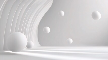 Abstract Minimalist 3D Background in White with Soft Curves