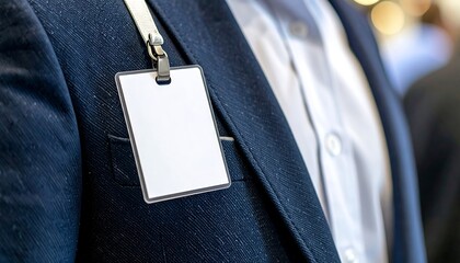 Blank Name Tag on Dark Blue Blazer