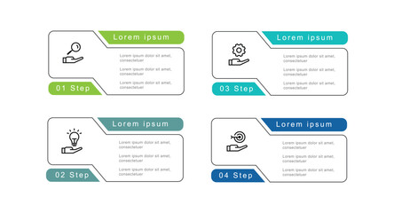 4 step columns infographic template with line style and icons suitable for business information and presentation
