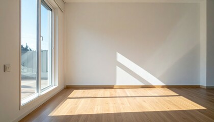 Obraz premium Bright Empty Room With Large Windows and Natural Light Streaming In