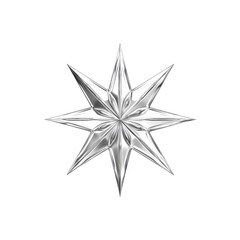 Obraz premium Sparkling Silver Ten-Pointed Star, 3D Rendered Geometric Shape