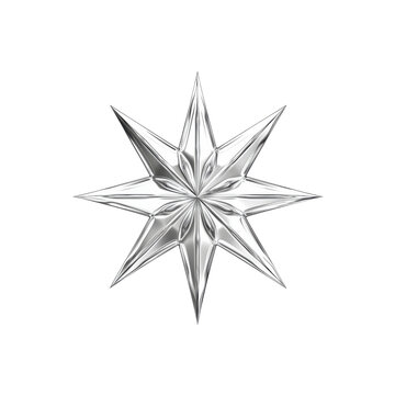 Sparkling Silver Ten-Pointed Star, 3D Rendered Geometric Shape