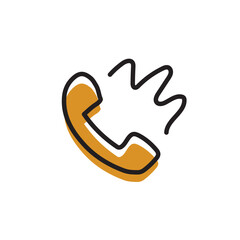 Hand-drawn telephone icon with ringing sound