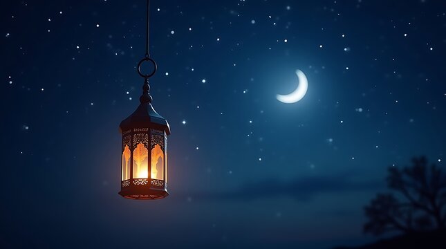 Moonlit lantern night scene