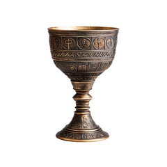 Ornate Antique Chalice with Intricate Religious Symbols and Celtic Knotwork