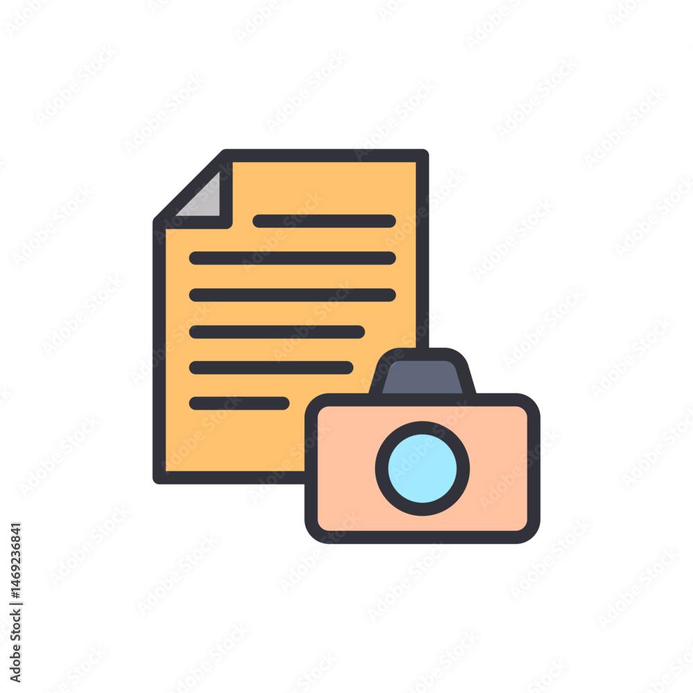 Poster visual documentation concept of data storage, digital archive icon style