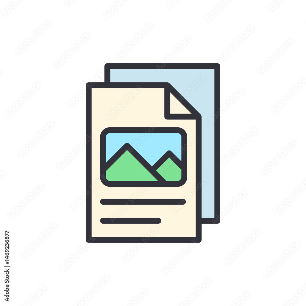 Poster digital document icon representing report preparation and information archive