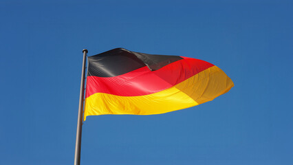 German flag of Germany over blue sky