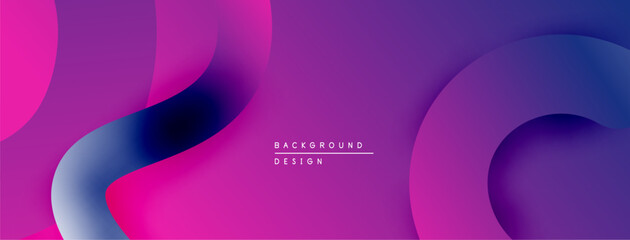 Abstract fluid shapes, vibrant purple hues, smooth gradients create modern background design. Minimalist aesthetic, dynamic composition.