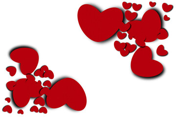 Red heart paper set on transparent background.