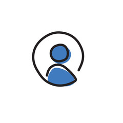 Simple profile icon, blue figure in a circle